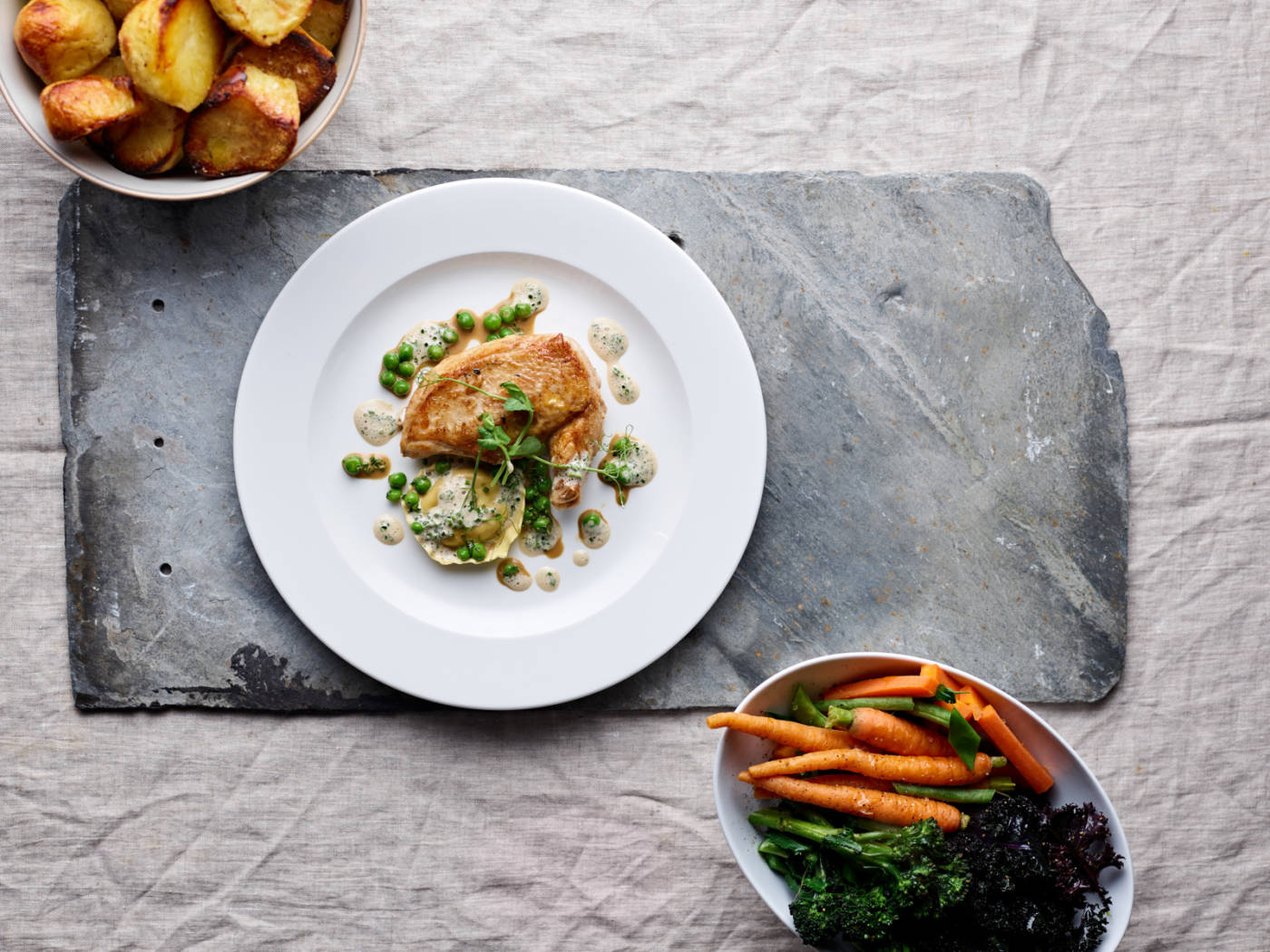 Main_Butter_roast_chicken__pea_tortellini__fresh_peas_and_a_truffled_chicken_veloute_-_Mulberry_catering_Co__2_